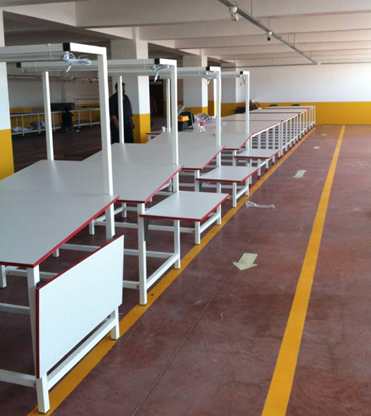Üstten Işıklı Kanatlı Kalite Kontrol Masası