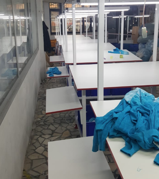 Üstten Işıklı Kanatlı Kalite Kontrol Masası